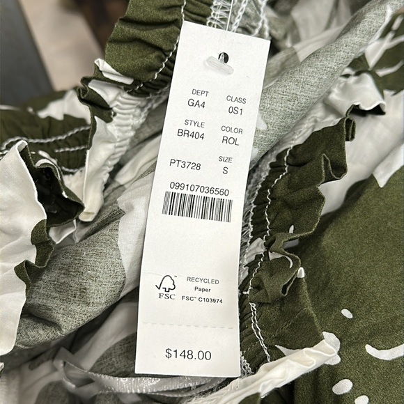 J.Crew Smocked cotton  one-shoulder dress in leafy floral-BR404-Rich Olive Small - Picture 4 of 7